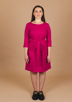 Classic Linen Dress Pink Peacock