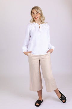 Culottes Linen Trousers Sandshell Beige - IVALO.COM