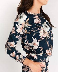 Casual Chic Print Shirt Midnight Lily Blue - IVALO.COM