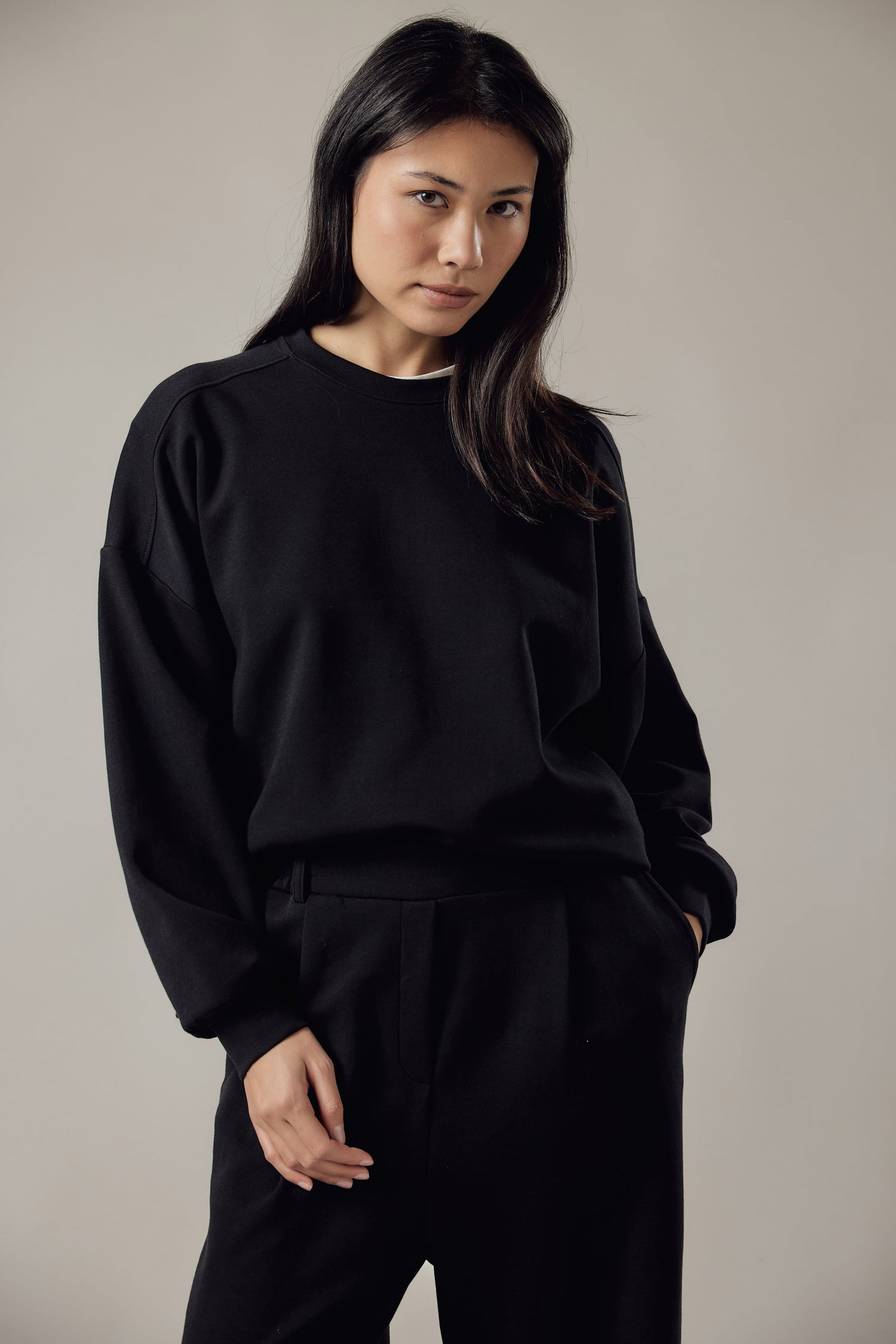 Loose Fit Crewneck Interlock Sweatshirt