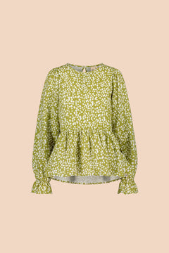 Flounce Blouse Flora Olive