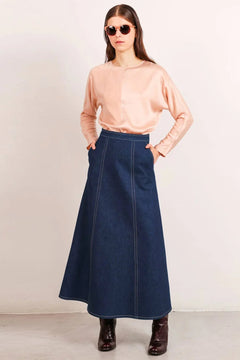 Flow Denim Skirt Mid Blue - Studio Heijne