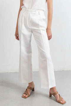 Swipe Linen Blend Cropped Pants Natural White - Studio Heijne