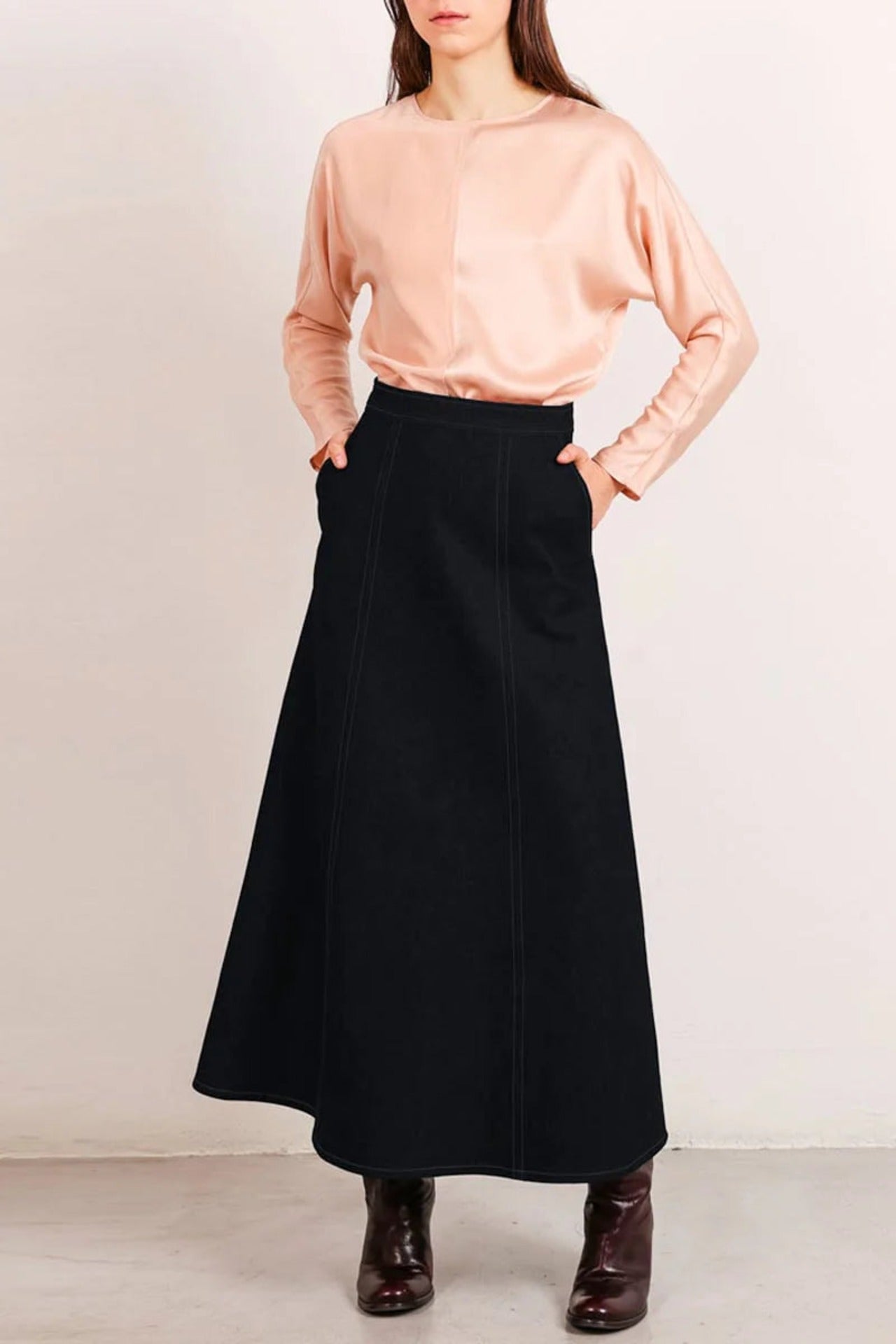 Flow Denim Skirt Black - Studio Heijne