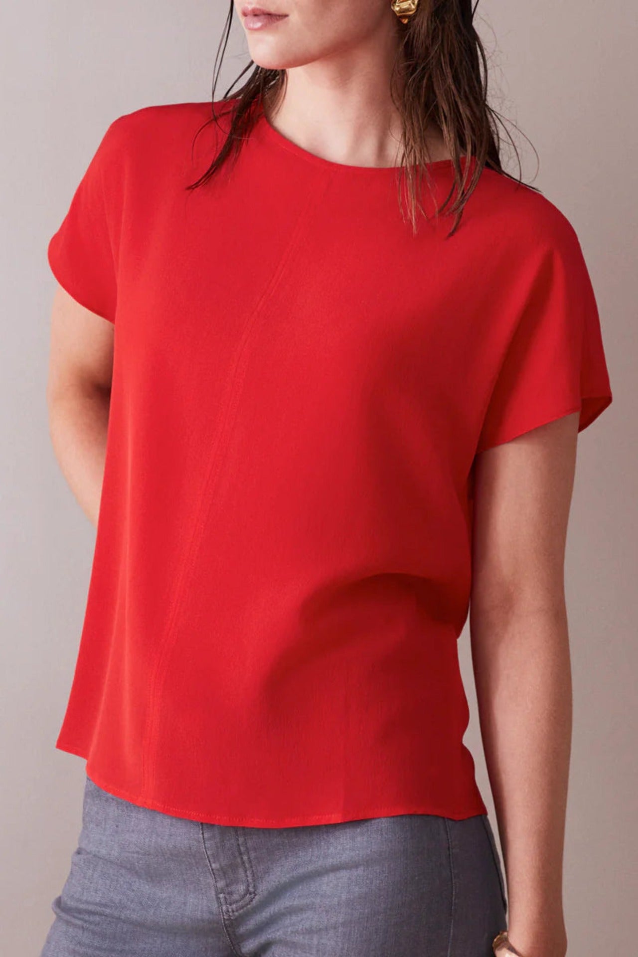 Silk Crepe Tee Red - Studio Heijne