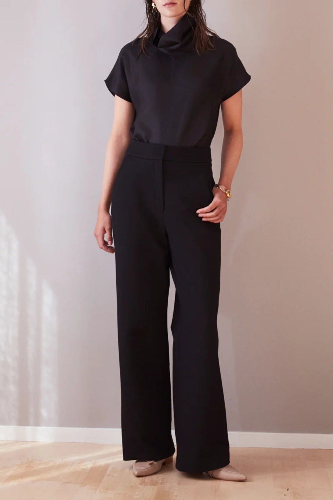 Paris Wide Leg Trousers Black - Studio Heijne