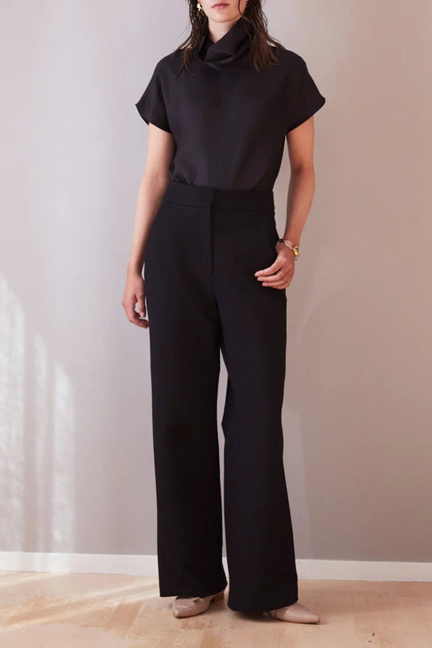Paris Wide Leg Trousers Black - Studio Heijne