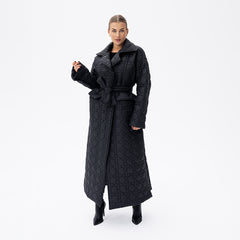 Area Long Quilted Coat Black