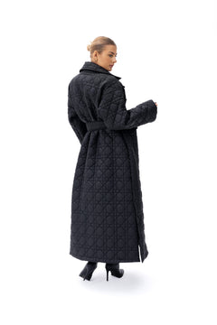 Area Long Quilted Coat Black