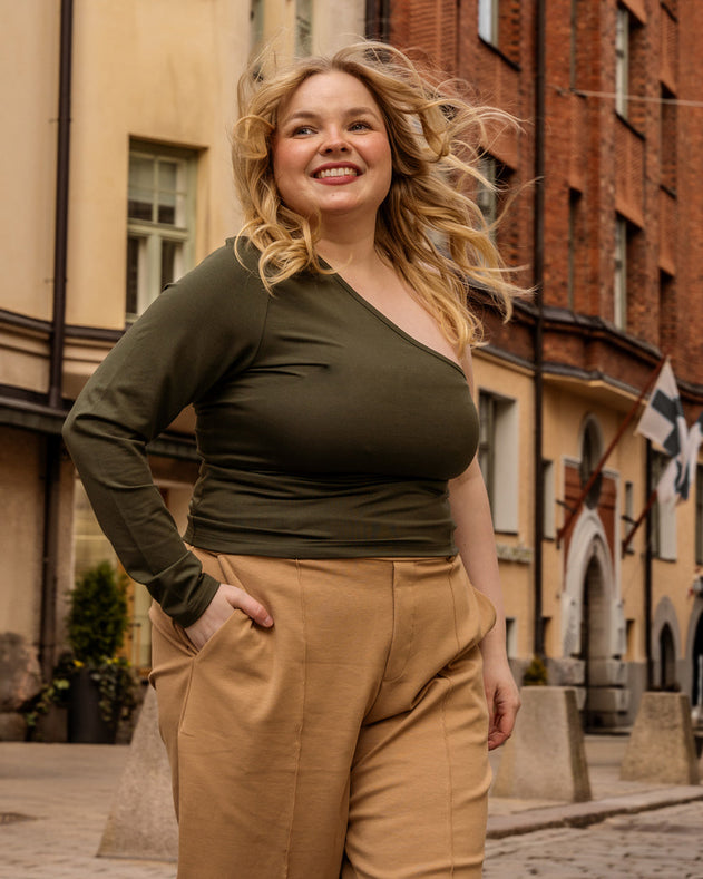 One-Shoulder Shirt Khaki