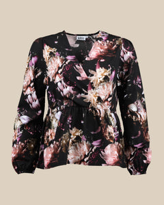 Toive Half-Wrap Shirt Peony Farm Black