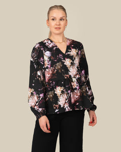 Toive Half-Wrap Shirt Peony Farm Black