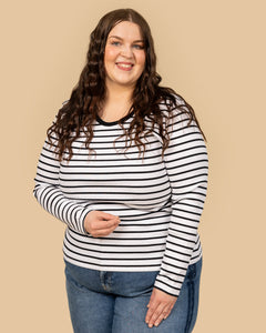 Long Sleeve Top White Striped