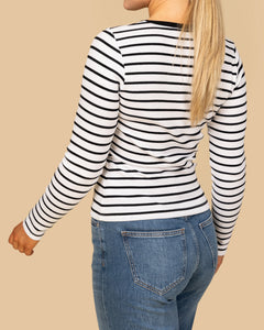 Long Sleeve Top White Striped
