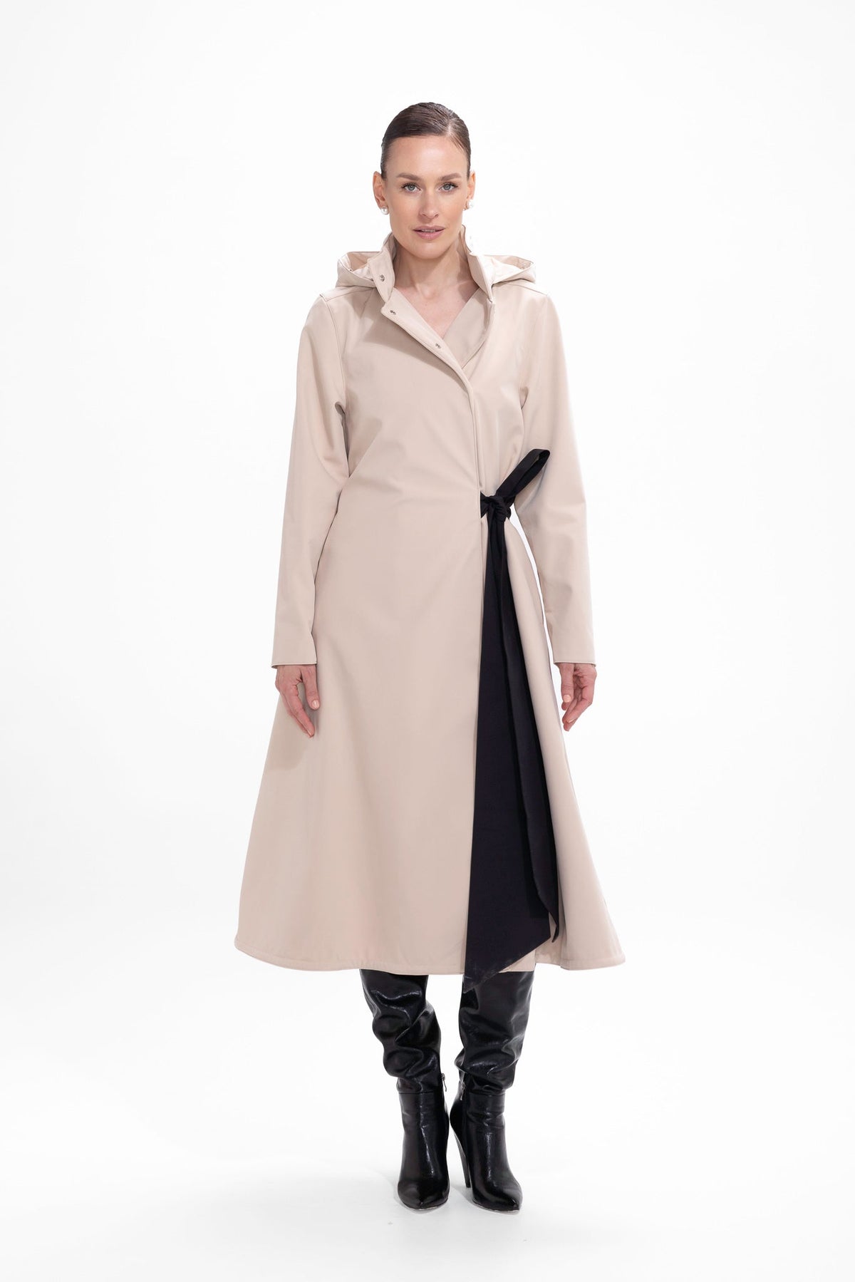 RainSisters Desirable Bow Coat Beige