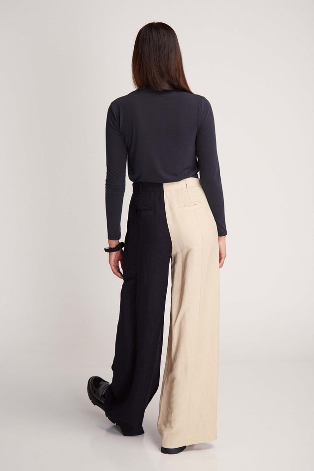 Randa Pants Bicolor Beige / Black