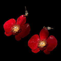 Butterfly Orchid Stud Earrings Red
