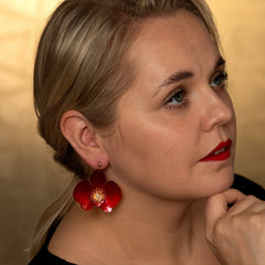 Butterfly Orchid Stud Earrings Red