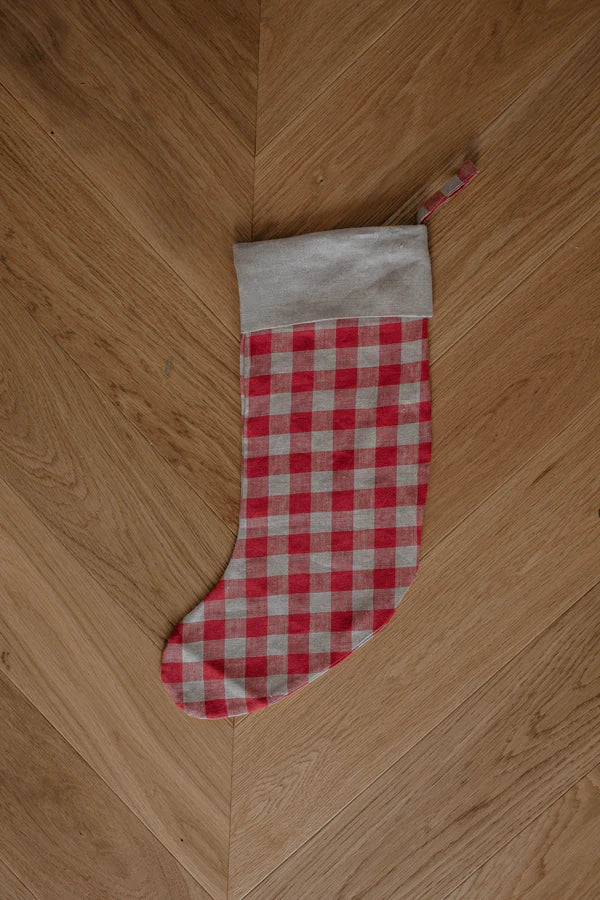 Linen Christmas Stocking Checks & Stripes