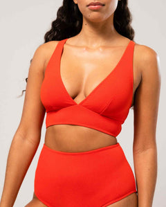 Plunge Bikini Top Papaya