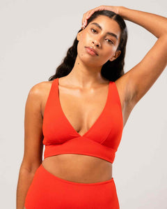 Plunge Bikini Top Papaya