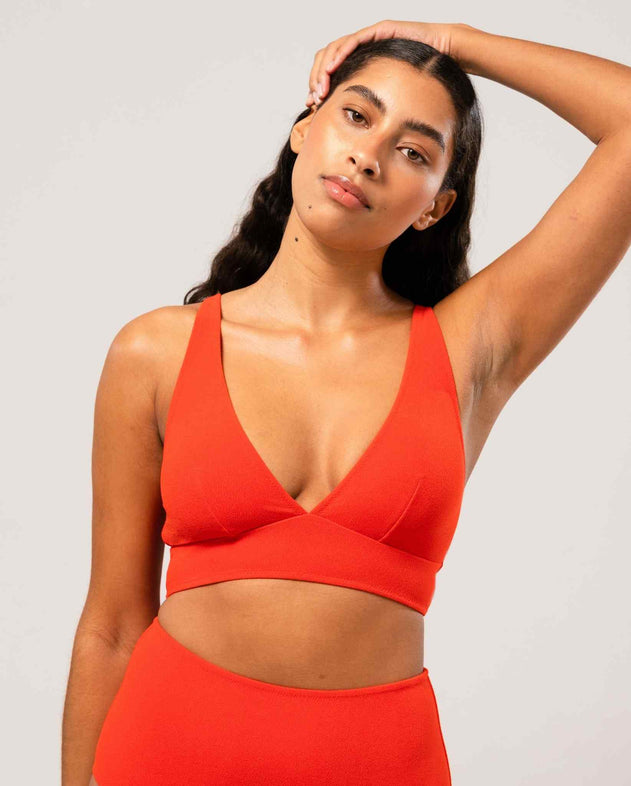 Plunge Bikini Top Papaya