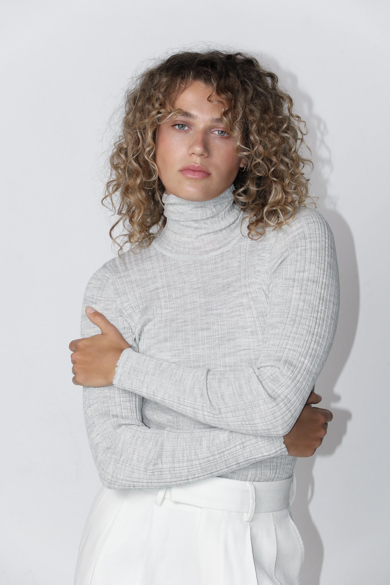 Ribbed Roll Neck Grey