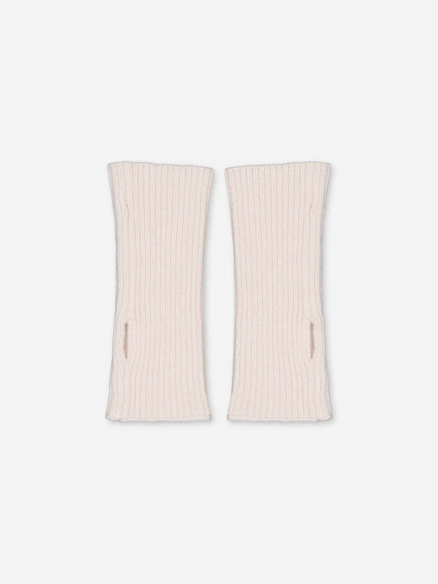 Kids Ribbed Cashmere Hand Warmers Ivory