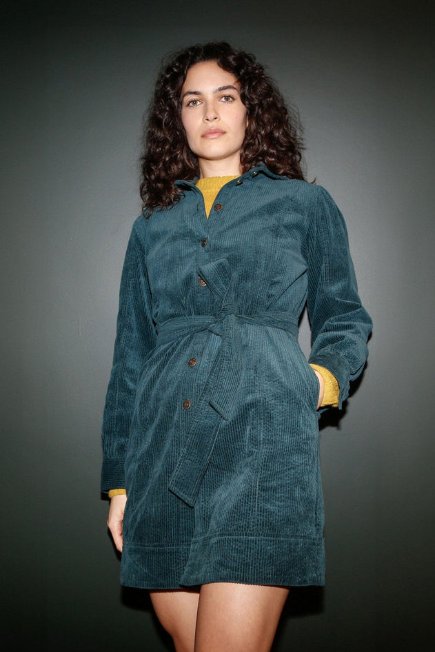 Ruby Organic Cotton Corduroy Dress Marine Green IVALO.COM Ruby Organic Cotton Corduroy Dress Marine Green IVALO.COM