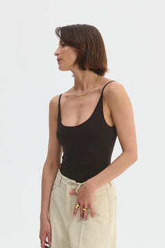 Sleeveless Open Back Bodysuit Brown