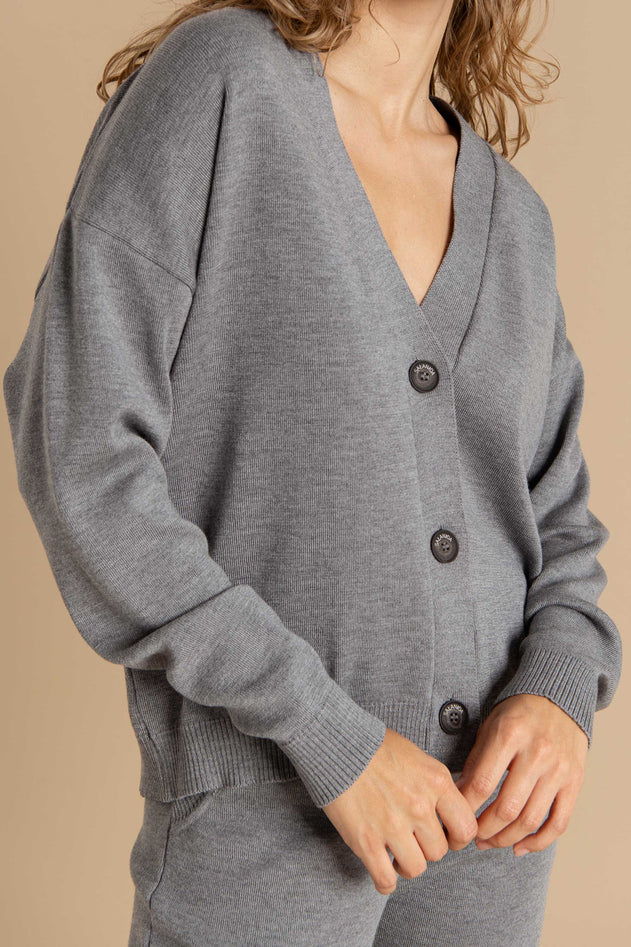 Bene Merino Cardigan Light Grey