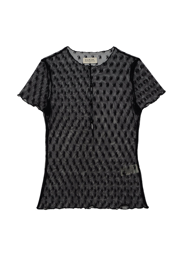 Scarlett Sheer Lace T-Shirt Black