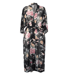 Sheer Robe Floral Black