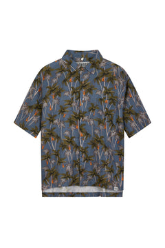 Dingwalls Jungle Print Linen Shirt Blue