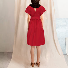 Sunday Silk Dress Cowl Neck Raspberry Red