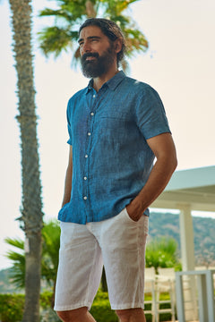 Back Pockets Linen Bermuda