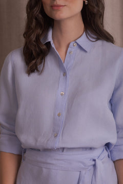 Lilly Linen Collar Shirt Sky