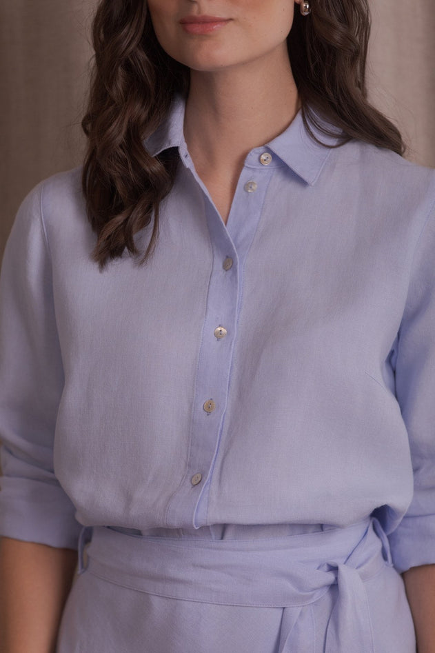 Lilly Linen Collar Shirt Sky