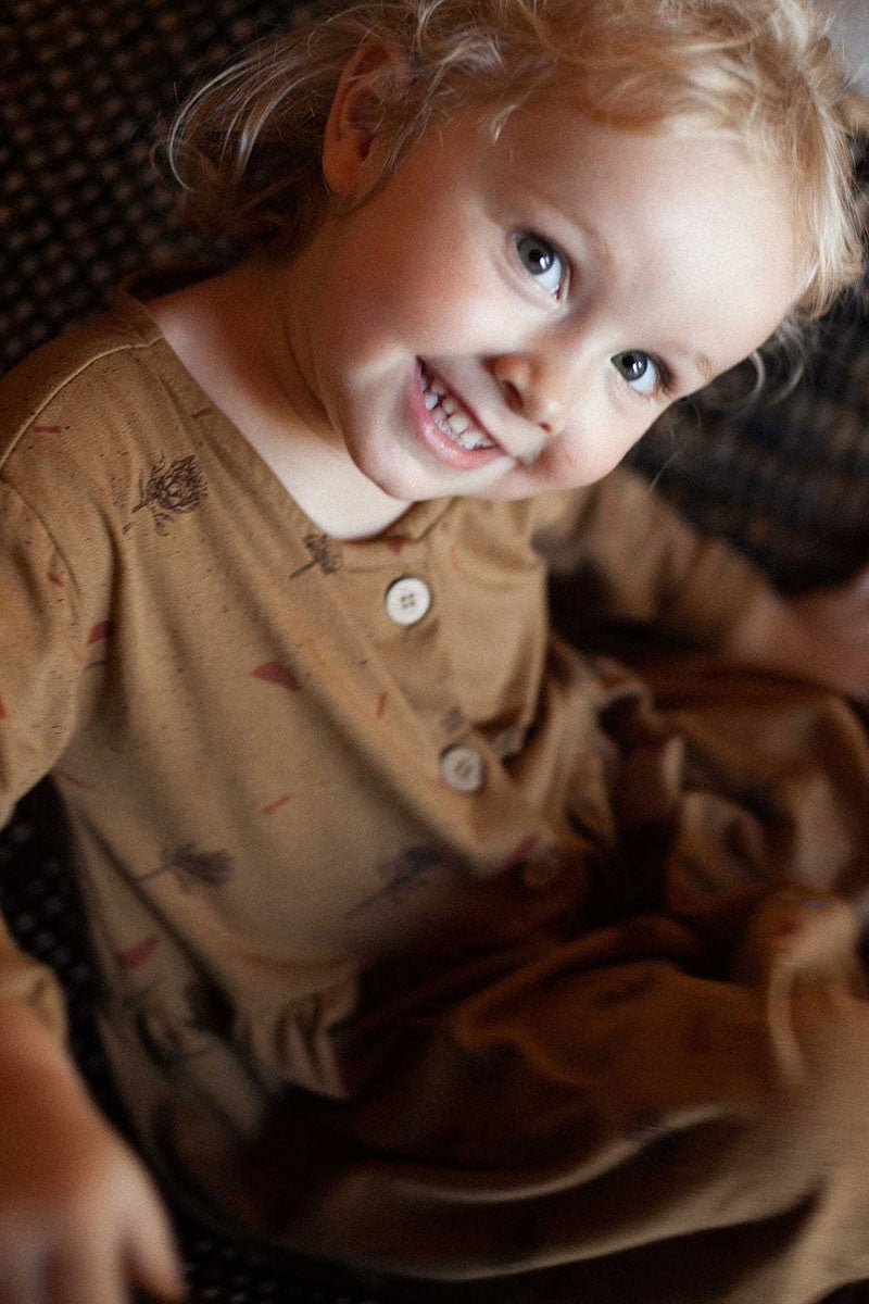 Kids' Sabrina Oversize Dress With Dropped Shoulders Mustard