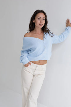 Cropped Cardigan Light Blue