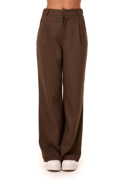 Klaro Pleated Wool Blend Trousers Brown