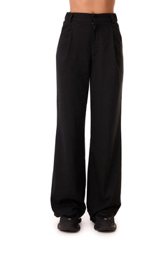Klaro Pleated Wool Blend Trousers Black
