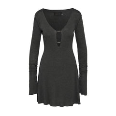 Chloe Deep Neckline Mini Dress Anthracite
