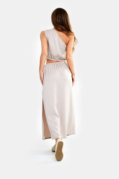 Milo Asymmetric Dress Beige