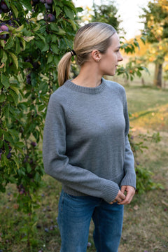 Crew Neck Merino Wool Sweater Grey