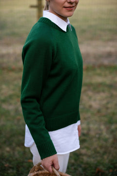 Crew Neck Merino Wool Sweater Forest Green