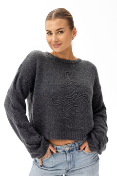 Vero Alpaca Blend Knit Sweater Steel
