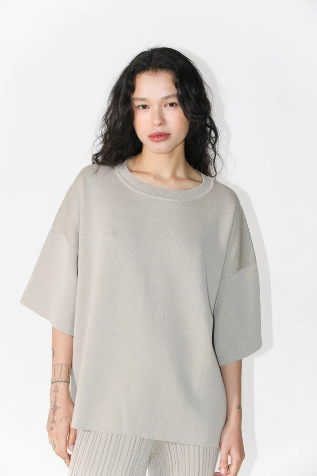 Knitted T-Shirt Stone Beige