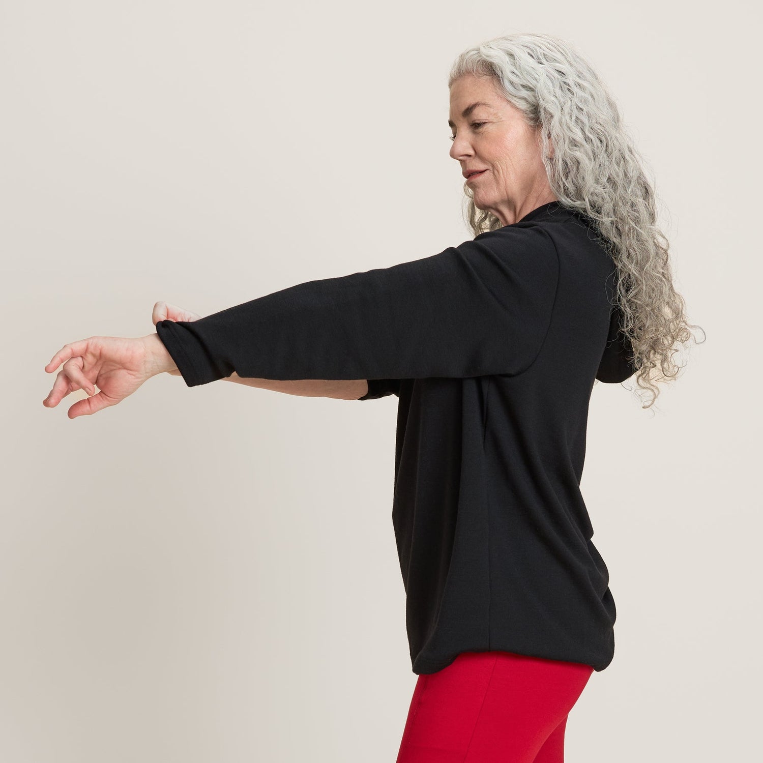 Straight Merino Hoodie Black