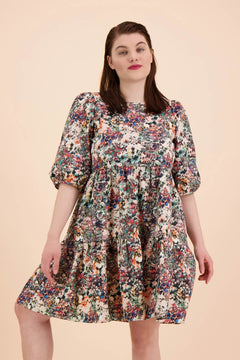 Tiered Mini Dress Blooming Forest